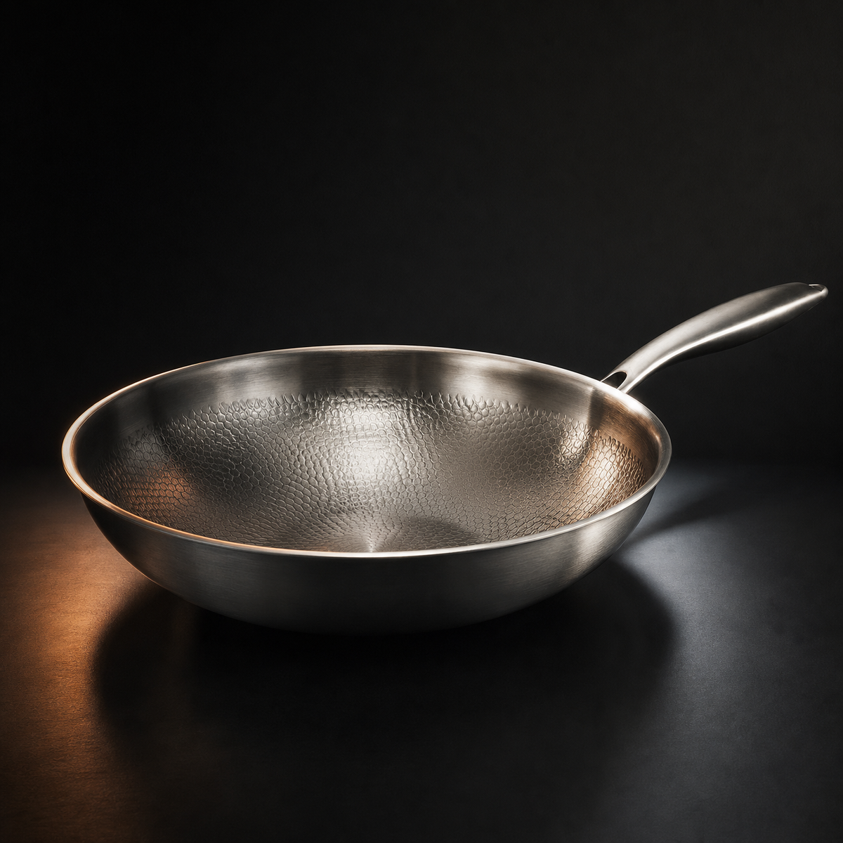 Hand-Hammered Titanium Wok Pan with Flat Base - image 1