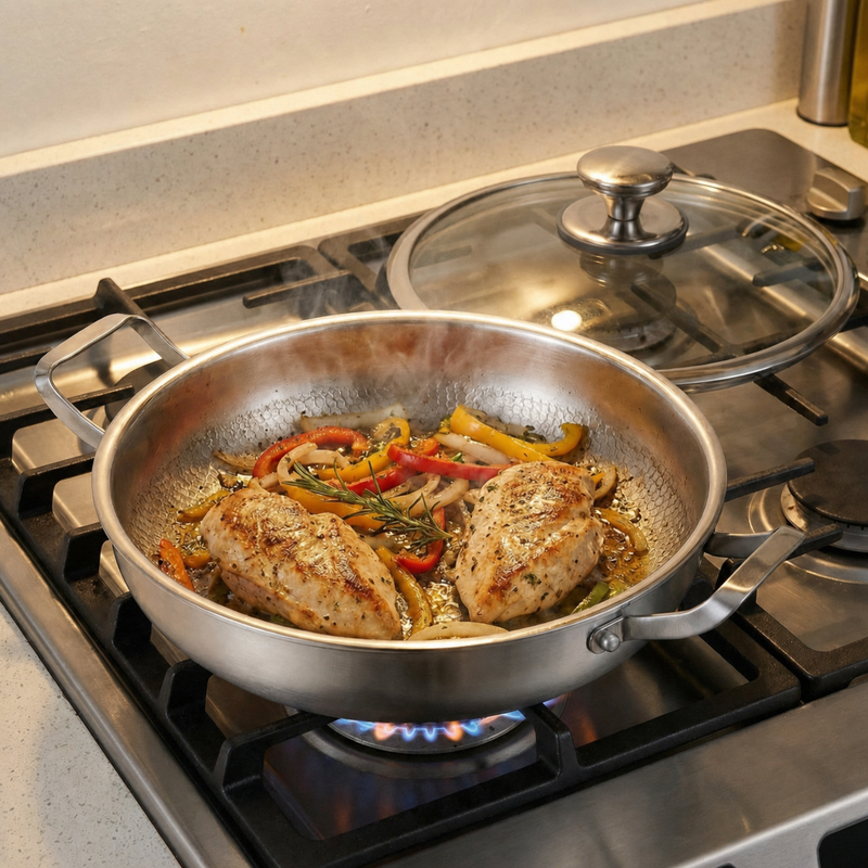 Hand-Hammered Titanium Pan with Two Handles - image 4
