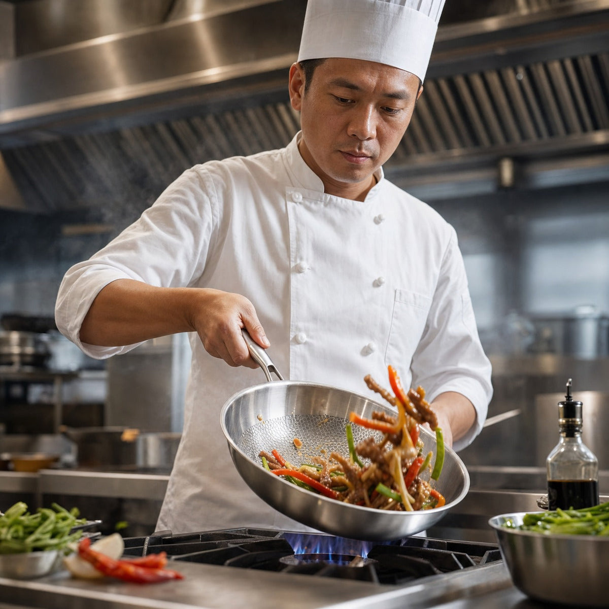 Hand-Hammered Titanium Wok Pan with Flat Base - image 4